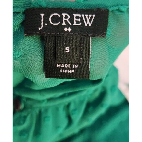 J.Crew Chiffon Textured Swiss Dot Keyhole Sheer‎ Peasant Tops Kelly Green Size S - Picture 7 of 9